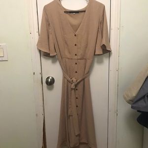 Over the knee flowy button up dress